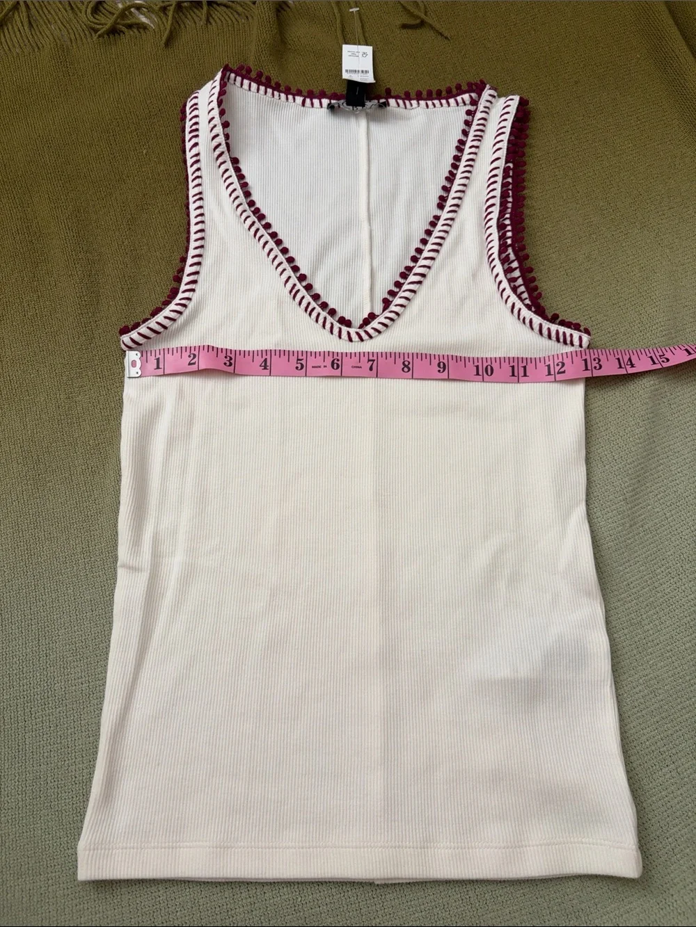 J Crew Perfect rib V-neck tank top with hand-stitched trim